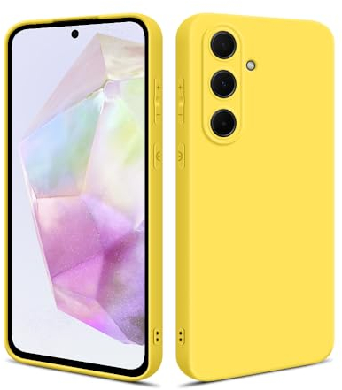 HSP Cover per Samsung Galaxy A35 5G [repellente alla polvere] Custodia protettiva in silicone TPU premium | antigraffio antiurto | Protezione della fotocamera | Vestibilità sottile | Giallo