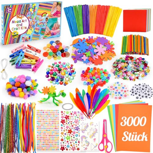 Gralal 3000+ Bastelset für Kinder ab 3-12 Jahre, DIY Geschenk für Kinder 3-10 Jahre, Bastelbox Kreativ-Set für Mädchen – Einhorn-Sticker, Diamanten, Glitzersteine – Kreativ Mädchen Spielzeug