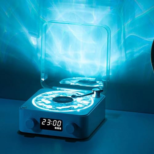 The Waves - Reproductor de Vinilo y Altavoz Bluetooth New Waves 2024, Retro Con Luces Ajustables