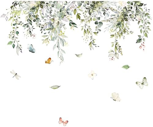 JYJLLM 2 Pack Hanging Green Vine Wall Decals,Plants Leaves Birds Wall Stickers,Wall Stickers,Wall Stickers for bedrooms,Suitable for Bedroom Living Room Sofa TV Background Wall Decor