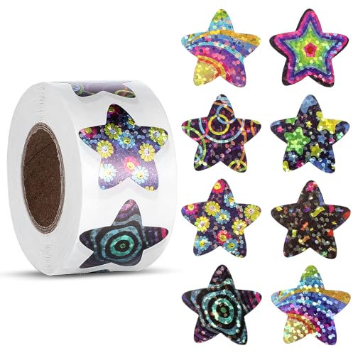 AOZUO 500 Stück Sterne Sticker,Stern Aufkleber Sterne, 2.5cm Glitzer Belohnung Sternaufkleber für Kinder Selbstklebend Etiketten für DIY Scrapbooking Dekoration Heimwerker Basteln Schule Schüler