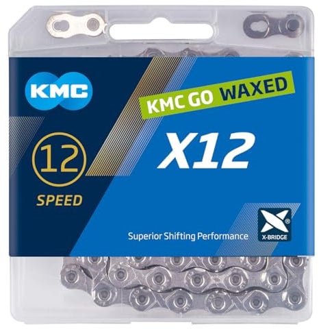 Fahrrad Kette, KMC Fahrradkette, X12 Silver, 1/2 x 11/128, 126 Glieder, 12-fach, Nickel beschichtet, silber