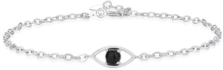 COAI Damen Evil Eye Armband mit 4 mm Naturstein und 925 Sterling Silber Kette Böser Blick Armbänder für Frauen