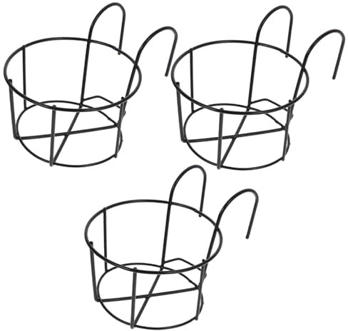 SEWOART 3 Pezzi Di Supporto Per Fioriera Da Balcone in Ferro Verticale Da Appendere Alla Parete Rustico Nero Per Decorazioni