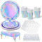 Nkaiso Anniversaire Vaisselle de fete 141 Pièces Coloré argent Party Assiette Anniversaire Set Comprendre Papier Assiette Serviettesr Réutilisable Couverts pour Party Decoration -20 Invités