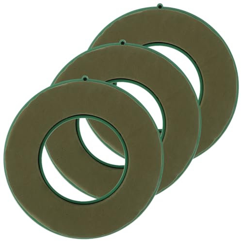 FWEEK 3 Stücke Steckschaum Kranz Rund Ø 25cm, Blumensteckschaum Ring, Nasssteckschaum Set Steckmoos, Steckschwamm zum Basteln für Feiern, Hochzeit, Geschenke