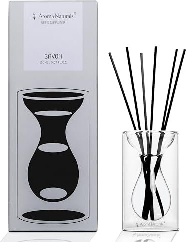 Aroma Naturals Duftstäbchen Raumduft 150ml Transparente Glasflasche Raumduft Stäbchen Natürlicher und Langlebiger Rattanstäbchen, Geschenke für Verschiedene Anlässe(Seife)