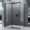 Mai & Mai Cabine de Douche en Angle Noir 70x120 avec Porte de Douche Coulissante Receveur de Douche Blanc Compris Rav19