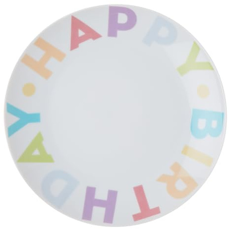 BUTLERS Kuchenteller Porzellan - HAPPY BIRTHDAY - | Farbe Multicolor-Weiß - ø20 cm - Servierteller für Kuchen & Gebäck - Tortenteller für Desserts & Muffins