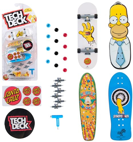 Tech Deck, Pack de 4 fingerboards Ultra DLX, patinetas Simpsons, minipatinetas coleccionables y Personalizables, Juguetes para niños a Partir de 6 años