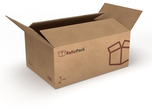 RaKuPack 250 Stück Robuster Faltkarton Versandkarton 350x240x150mm braun | Versandschachtel Innenmaß (35x24x15cm), Warensendung Karton Faltschachtel Paket Kartonage verschiedene Größen, mit Klappen