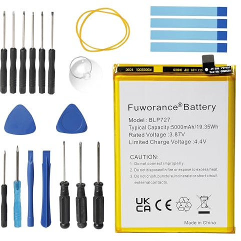 Fuworance 5000mAh 3.87V BLP727 Replacement Battery Compatible with A5 2020 CPH1931, A9 2020 CPH1937, A11X PCHM00, A11 PCHM10, PCHT10, A52 CPH2069 Smartphone Lithium Polymer Battery 19.35Wh+Tool Kit