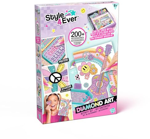 Canal Toys Kit de Diamant'Art avec 200+ Accessoires et 1000+ Strass - Compatible avec Diamond Art LED Case - Inclut Crayon, Barquette, Posters et Pots de Rangement