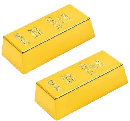 2 Stück Replik Goldbarren Gefälschte Goldene Ziegelbarren Replik Film Requisite Kunststoff, Mini Gefälschter Goldener Ziegel Für Handwerk, Goldbarren Für Filmrequisite Neuheit Geschenk Scherz