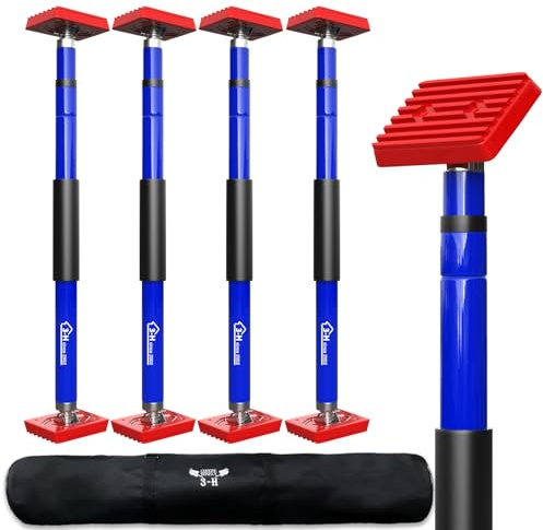 3-H 4X Türspanner Zargenspanner, Drehstütze Teleskopstützen 70-110cm (Blau) | Höhenverstellbare Montagestütze für Türrahmen und Hängeschränke, Einhandstütze Spannstange mit Schnellverstellung aus Stahl