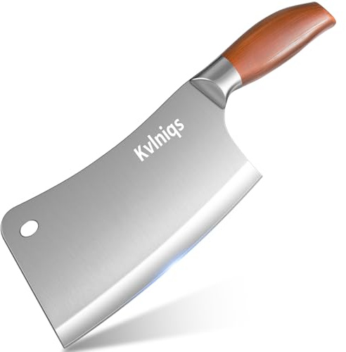 7-inch Butcher Knife Meat Cleaver, Heavy Duty Bone Chopper, Multipurpose Kitchen Chef Knife Chopping Bone, Professional Grade High Carbon Stainless Steel Blade with Full Tang Ergonomic Non-Slip Handle