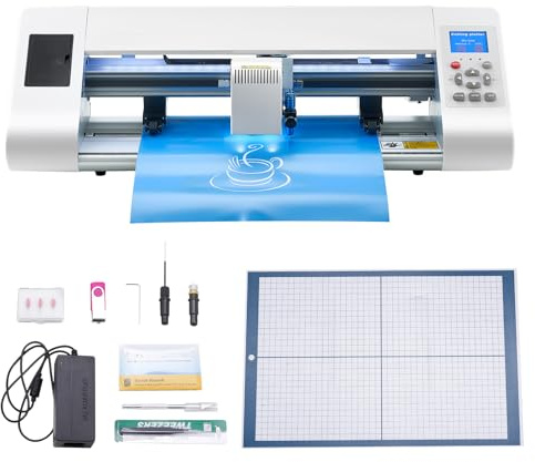 VEVOR Máquina de Corte, Cortadora de Vinilo 625x185x185 mm con Detección Automática de Bordes, Software de Diseño y Materiales, Compatible con Múltiples Formatos de Archivo para Crear Manualidades