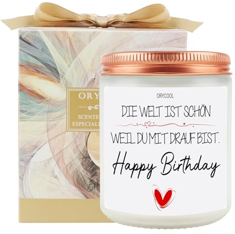 ORYCOOL Geburtstagsgeschenk für Frauen – Lavendel-Duftkerze 220g, Handgefertigt aus 100% Sojawachs, Geschenkidee für Mama, Schwester, Beste Freundin