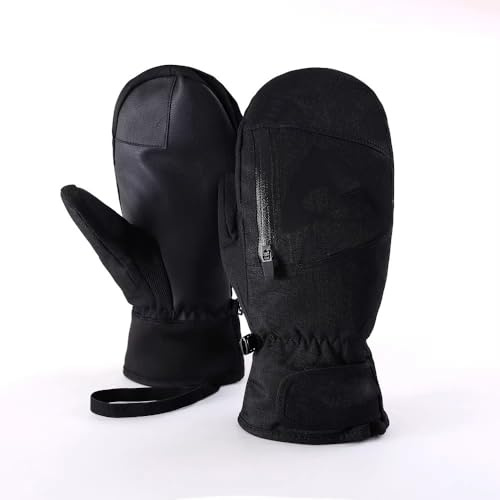 Andiwa Handschuhe Herren Winter Skihandschuhe Damen Wasserdicht Warm Fäustlinge Snowboard Handschuh Herren Touchscreen Ski Handschuhe (Schwarz, XL)