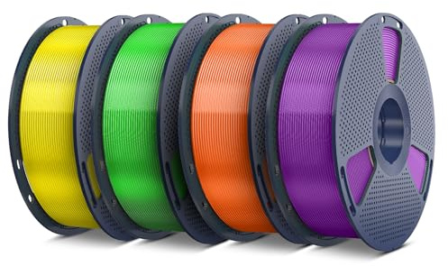 SUNLU 4KG PETG Transparent Filament 1.75 mm, 3D Drucker Filament PETG | Hohe Festigkeit & Zähigkeit PETG für Meisten 3D Drucker, Maßgenauigkeit +/- 0,02mm, Transparente (Gelb+Grün+Orange+Lila)