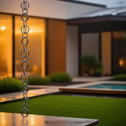 eryssgbf Regenwasserkette, Praktische und Schöne Regenkette Dachrinne, Regenfänger, Kann zur Gartendekoration Verwendet Werden, Korrosions- und Rostschutz, für Pavillon/Terrasse/Garten2m(6.5ft)
