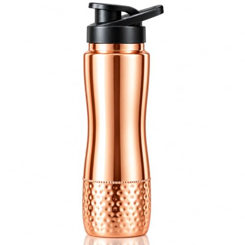 COPPAYA Pure Copper Water Bottle with Sipper, 900ml Capacity (30.4 US fl oz), Traditional Ayurveda Drinkware for Daily Use, Made in India
