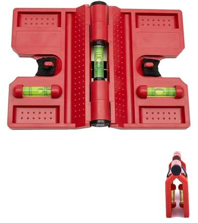 WINXMIN Pfostenwasserwaage Wasserwaage,Wasserwaage ABS Einstellbare Winkelwasserwaage Pfosten-Winkel-Wasserwaage für Rohrinstallation Bild hängen Montagehilfe (rot)