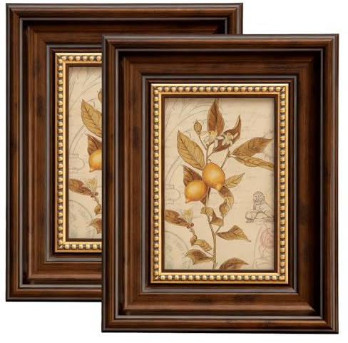 2er Set Bilderrahmen Vintage, 15.2x20.2cm Holz Retro Fotorahmen Shabby Deko | Holzbilderrahmen, Antike für Tisch Wand Family Freund Hochzeit Weihnachten Thanksgiving Geburtstage kaffeebraun