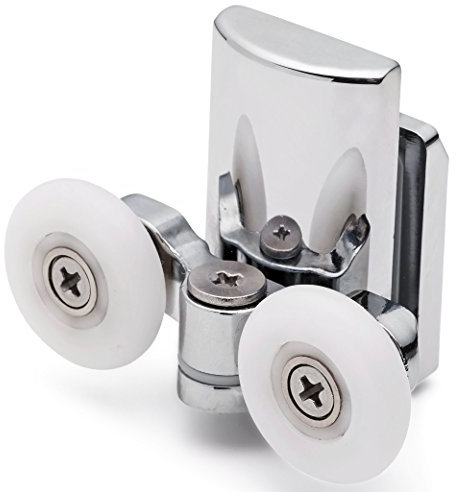 2 x L067 Bottom Shower Door Rollers/Wheels/Runners, 23mm Diameter, 8mm thick glass, Chrome Plastic Cover, Compatible with Aqualisa, Aquaflow, CEDA, Ideal Standard