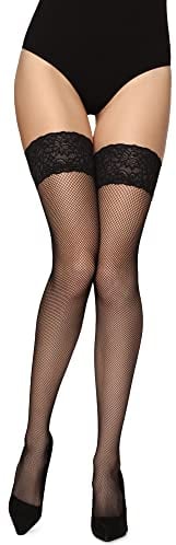 Merry Style Medias de Rejilla para mujer Autoadhesivas de Red Malla Lencería Sexy para Mujeres Underwear Pantys Tights MSSS003 (Grafito, XS/S (32-38))