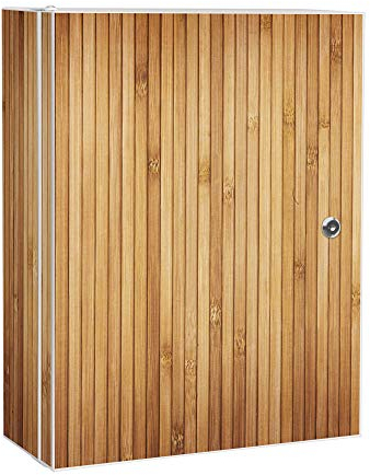 banjado Medizinschrank abschliessbar mit Motiv Bambusholz 35x46x15cm - großer Arzneischrank für die Hausaphotheke - Medikamentenschrank aus Metall zur Medikamenten Aufbewahrung