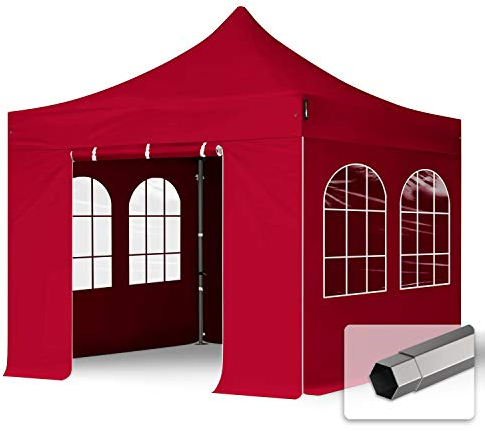 TOOLPORT Faltzelt Partyzelt 3x3m - mit 4 Seitenteilen Premium Dach Faltpavillon Pavillon rot