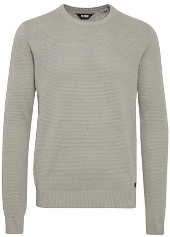 !Solid SDKarl O-Neck Herren Strickpullover Feinstrick Pullover mit Rundhals-Ausschnitt Rippbündchen Baumwollmischung Regular fit, Größe:2XL, Farbe:Light Grey Melange (8242)