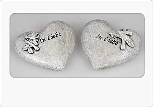 Grabschmuck Trauerstein mit Spruch 1 Model sortiert Deko-Herz 13cm