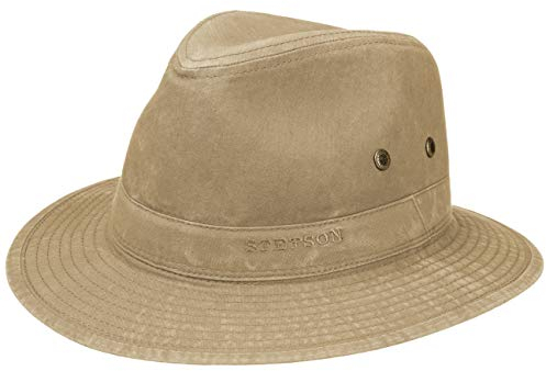 Stetson Sombrero Organic Cotton para Hombre - Sombrero de Tela de algodón orgánico - Sombrero de Viaje con protección UV 40+ - Sombrero de algodón sostenible - Primavera/Verano Beige M (56-57 cm)