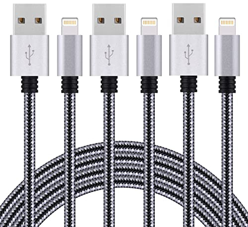 Everdigi iPhone Ladekabel [3 Pack x 2.8m] Zertifiziert High Lightning Kabel Sync&Charge Nylon iPhone Kabel Ladekabel für iPhone 13/12/12pro/12 pro max/XS/XS Max/X/8/8 Plus/7/7 Plus/ 6s/ 6(Schwarzgrau)