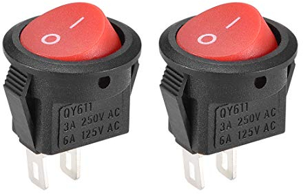 sourcing map 2Stk. Miniboot Wippschalter Rund Kippschalter 2Pin EIN/AUS AC250V/3A 125V/6A Rot