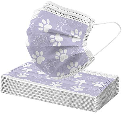 AMDOLE Jinchan Erwachsene 10/20/30/50 Stück Einwegmẵske Netter Katzenpfotenabdruck Drucken Face Cover Atmungsaktiv Gesichtsabdeckungen Bequeme Staub- und Winddicht Mund Und Nasenschutz Geeignet