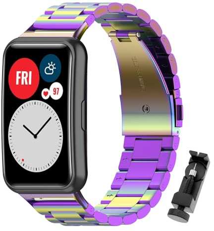 MIJOBS Armband Kompatibel für Huawei Watch Fit & Watch Fit Elegant & Watch Fit New & Watch Fit SE Ersatzarmband Metall Armband Edelstahlarmband für Huawei Watch Fit Zubehör