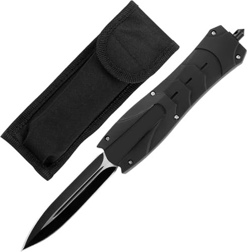 Amacigana Couteau d'extérieur à lame fixe, lame 440, manche en ABS, avec étui en nylon, adapté au camping (A 02)
