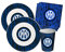 Isola Party Kit festa di compleanno Inter per 16 persone eco-friendly (16 piatti di carta ⌀ 23 cm, 16 bicchieri di carta 266 ml, 20 tovaglioli di carta 33x33 cm)