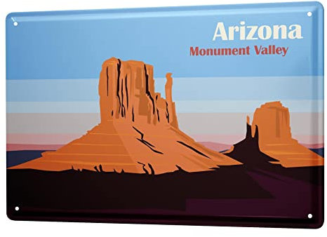 Blechschild Retro - Vintage Metall-Poster für das Wohnzimmer - Arizona USA Nationalpark Motiv - 20 x 30 cm