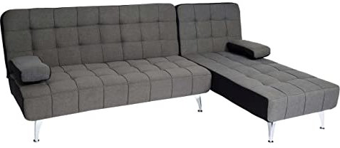 Mendler Schlafsofa HWC-K22, Couch Ecksofa Sofa, Liegefläche Links/rechts Schlaffunktion 236cm - Stoff/Textil dunkelgrau, schwarz