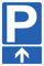 Pubblimania Panneau PARKING + flèche avant en composite aluminium d'épaisseur 3mm, micro-perforé (4trous) à usage externe/interne (Parking flèche avant 30 x 40)