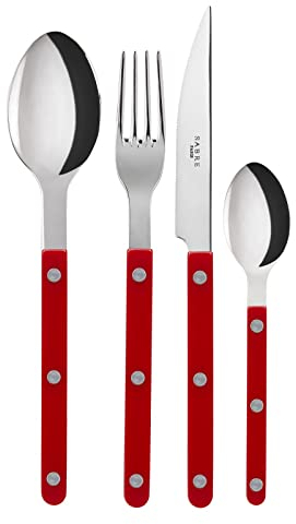 SABRE PARIS - Servizio 24 pezzi - Bistrot - Servizio di posate per 6 persone - Coltello, forchetta, cucchiaio e cucchiaino - Acciaio inox e nylon - Va in lavastoviglie - Bordeaux