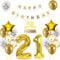 Luftballon 21. Geburtstag Deko Gold Weiß - Folienballon für Mann, Frau, Junge - Tortendeko Happy Birthday