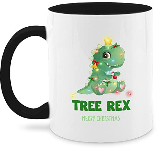 Tasse Tassen 325ml - Weihnachtstasse Weihnachten - Tree Rex - Merry Christmas - 325 ml - Schwarz - weihnachtstassen weihnachtsmotiv mug weihnachtsbecher weihnachts cup wichteltassen