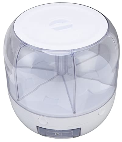 Rice Dispenser, 360° Rotating Cylinder Moisture Resistant Grain Box 6 Grids with Lid and Measuring Cup for Cereal Black Yellow Small Beans (10kg)