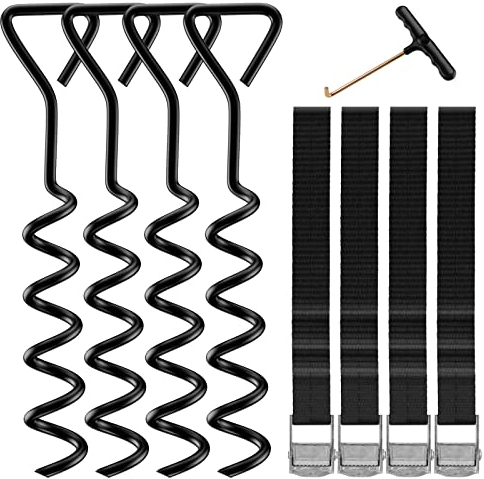 Heavy Duty Trampoline Stakes Anchors High Wind,Galvanized Steel Trampoline Anchors Kit for 15ft,14ft,12ft,10ftTrampoline,15.8inch Ground Anchors Trampoline Accessories