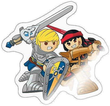 Spreadshirt Playmobil Novelmore Prinz Arwynn Und Brody Sticker Aufkleber, 10 x 10 cm, Transparent glänzend